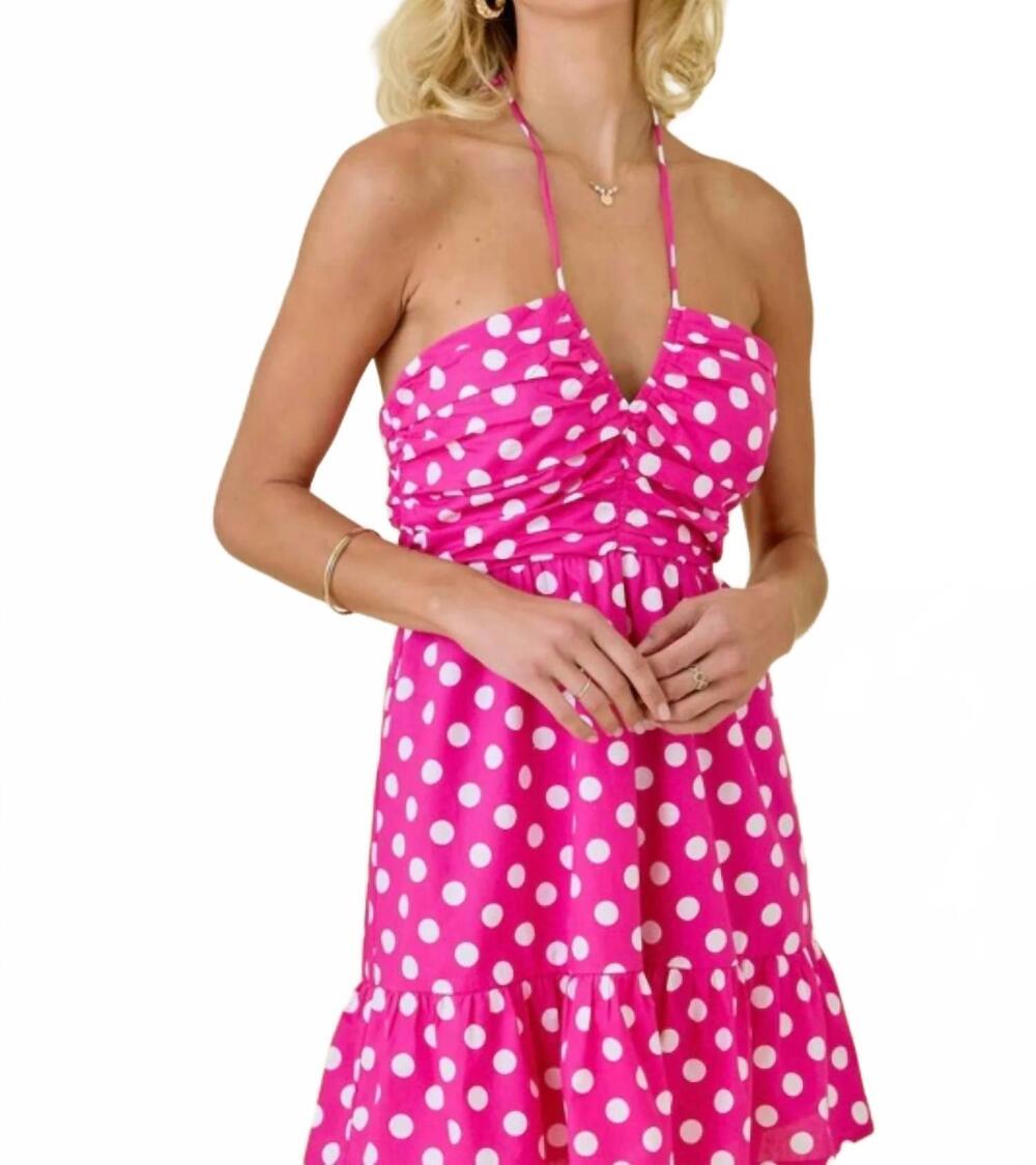 NEW DAY + MOON pilar polka dot halter dress in pink - Picture 7 of 8